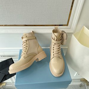 2022 Femmes Boot de cheville Bottes ￠ lacets en cuir brillant Re-Ylon Boots Mid-Calf Chaussures de combat King Blanc Blow Box NO407