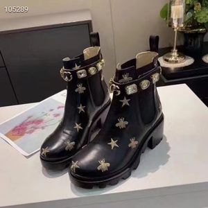 2022 Women Designer Boots Gebreide rek Martin Black Leatherlong Boot Letter Print Casual Snowshoes Luxurys Stylist Winterschoenen