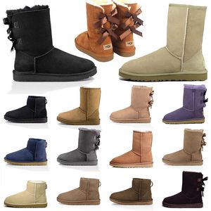 2022 Dames Designer Laarzen Winter Sneeuw Zwart Marineblauw Roze Satijn Midden Enkellaars Warm Knie Hoge Lage Tops Booties Mode Luxe Schoenen