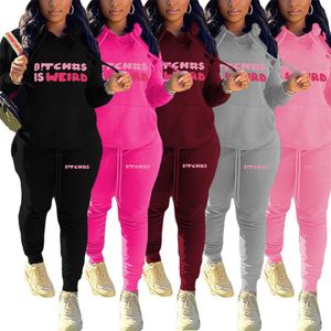 2022 Women Designer Hoodies Tweede stuk Set tracksuits lange mouw Hooded sweatshirt broekbroeken Outfits Jogging Sport Suit Mode Letter Print Sportswear K10562