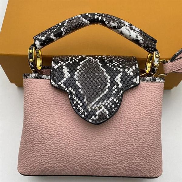 2022 Bolso de mujer Bolso cruzado Bolso superior Tote Taurillon Cuero Piel de pitón Patchwork Carta clásica Cierre de solapa extraíble Sho262j