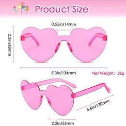 2022 Femmes Polycarbonate Heart Face Tint Party Party Lunettes de soleil Girls Vintage UV400 Couleurs Suns Sun sans bord