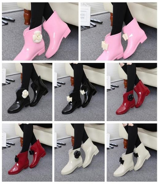 2022 Femmes Bottes de pluie Galoshes Style sud-coréen avec fleur Bowknot antidérapant bas court Wellington chaussures d'eau chaussures en caoutchouc ajouter v6730844