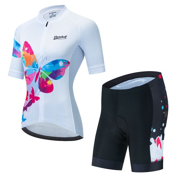 2024 Moda femenina Mariposa Triatlón Ciclismo Jersey Manga corta MTB Maillot Bicicleta Camisa Jersey para descensos Pro Team Tricota Ropa de bicicleta de montaña