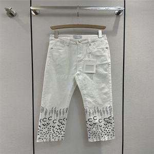 2022 femmes filles 100% coton pantalons de designer jeans avec boutons de lettre épi de blé motif femme haut de gamme milan piste casual outwear casual crayon long pantalon