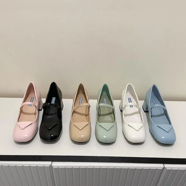 Sandales de Ballet pour femmes, chaussures de styliste Mary Jane, boucle d'orteil, talon épais, vintage, cuir de vache verni, simple, 2022