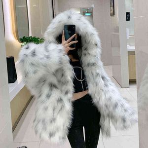 2022 Dames Winter Fashion Faux Fur Warm Jackets Vrouw Dikke Warm Hooded Coats Ladies Dames Imitatie Fur Loose Outdarse G158 T220810