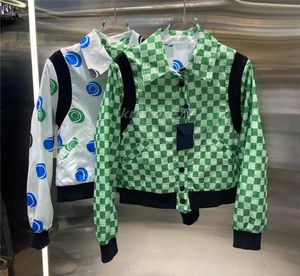 2022 dames039s vintage designer korte jas match omkeerbare bomberjack vrouwelijke Milaan runway ontwerper jurk lange mouwen tops c3464232