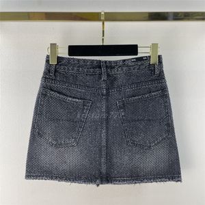 2022 Womens Brand Denim A-Line mini-rokken sexy jurken met vintage hete boor vrouwelijke Milaan runway high-end aangepaste 100% katoen ontwerper hoty hot rok s-l maat size