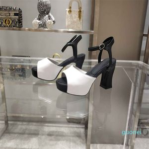 2022 Sandale pour femmes imperméable à l'eau plate-forme inférieure Slingback pompes à talons hauts 75mm chaussures boucle sangle paille et taille en cuir véritable