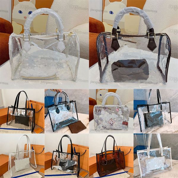 PVC Womens Summer Beach Clear Luxury Laser Flash Designer Hands sacs Hommes Femmes Transparentes Sacs à bandoulière Jelly