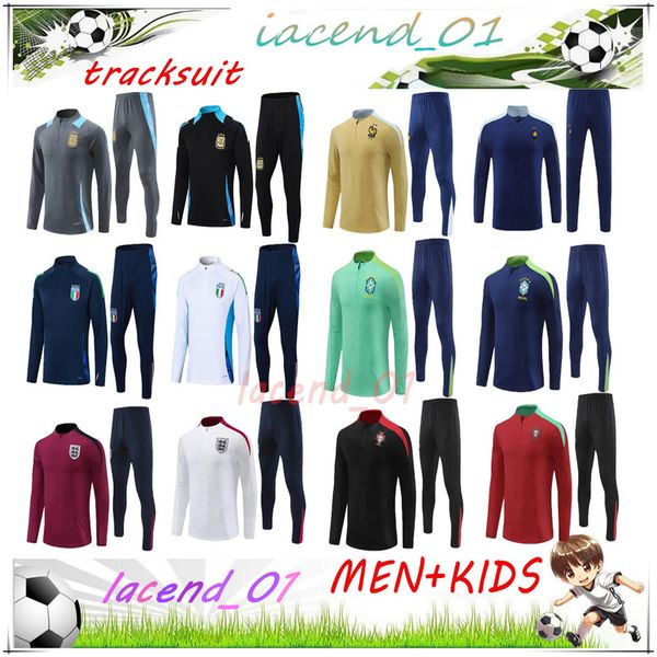 24 25 Diverses équipes nationales Brésil Football Tracksuit 2024 2025 ITLAIA Half Pull Men Kids Soccer Tracksuit Kits Training Training Training Jogging Chandal Uniform Survitement