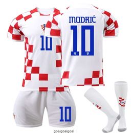 Coupe du monde 2022 Croatie Maillot domicile numéro 10 Maillot Modric Maillot de football Ensemble à séchage rapide