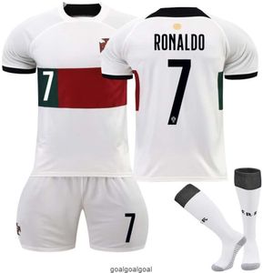 Coupe du monde 2022 Portugal maillot extérieur numéro 7 kit de football Cristiano Ronaldo séchage rapide