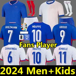 2024 Franse Euro Cup voetbalshirts MBAPPE Jersey GRIEZMANN DEMBELE GIROUD SALIBA KANTE Maillots de football Kindertenues Fans Speler hommes enfants Voetbalshirt