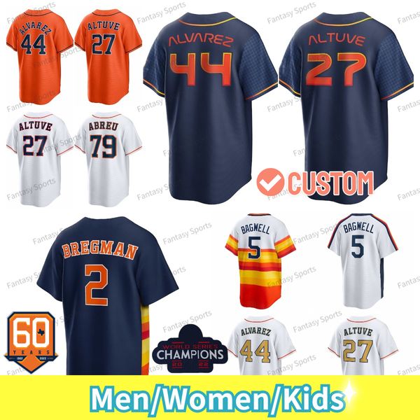 Maillot de la série mondiale 2022 5 Jeff Bagwell Baseball 7 Craig Biggio Nolan Ryan Houston Yuli Gurriel Jeremy Pena Kyle Tucker Alex Bregman Yordan Alvarez Valdez Personnalisé