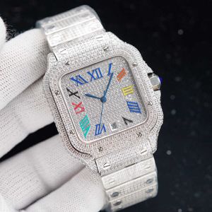 2022 Polshorloges Polshorloge Diamanten Mens Watch Automatisch mechanisch horloge 40 mm met diamanten bezaaide stalen armband VVS1 GIA pols