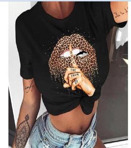 2022 WVIOCE LIPPEN Aquarel Grafisch T -shirt Lip Women Tops Oneck Sexy Black Tees Kiss Lip Funny Summer Female Soft T -shirt6638440