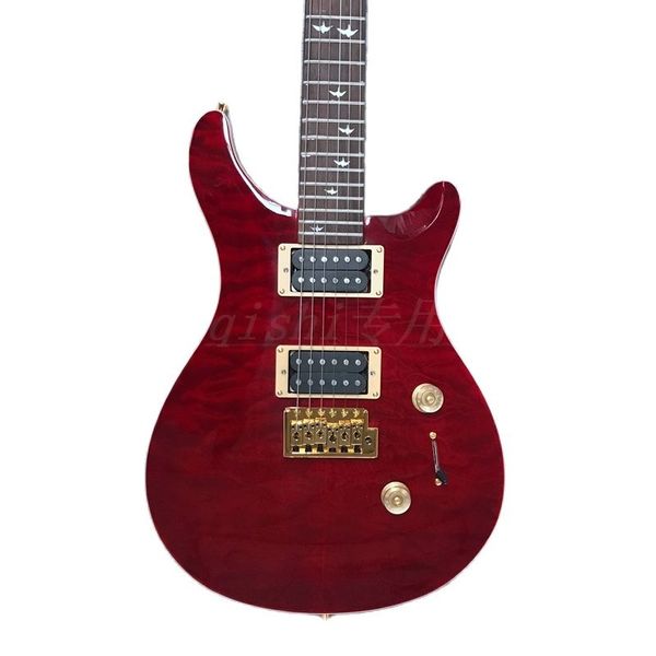 Guitare électrique de couleur rouge, populaire depuis 2022, vente en gros de chine, dessus matelassé rouge