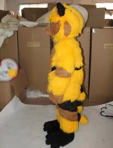 2022 Costumes de mascotte de chat à fourrure jaune Halloween Fantaisie Robe de soirée Personnage de dessin animé Carnaval Noël Publicité de Pâques Costume de fête d'anniversaire