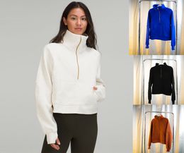 Yoga Sudaderas con capucha para mujer Sudaderas lulu Trajes de otoño Media cremallera Chothing Chaquetas Abrigo de invierno Sudadera con capucha Sudadera con capucha Estilo corto suelto