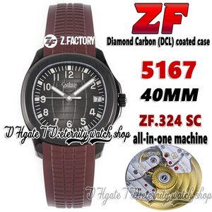 2022 ZF V3 Mise à niveau 5167 324SC ZF324 Montre automatique pour homme 40 mm Cadran texturé noir Boîtier revêtu de carbone diamant (DCL) Bracelet en caoutchouc marron Super Version Montres d'éternité