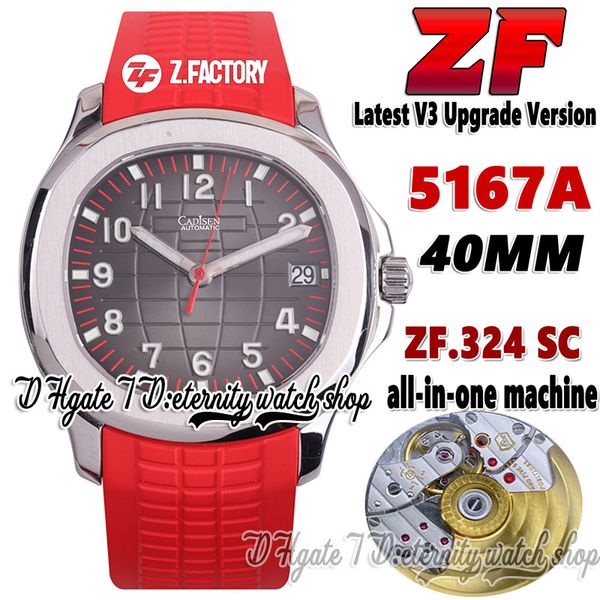 2022 ZF V3 Mise à niveau 5167A-012 324SC ZF324 Montre automatique pour homme 40 mm Cadran texturé noir Boîtier en acier inoxydable Caoutchouc Singapour z2019 Édition spéciale Montres éternité