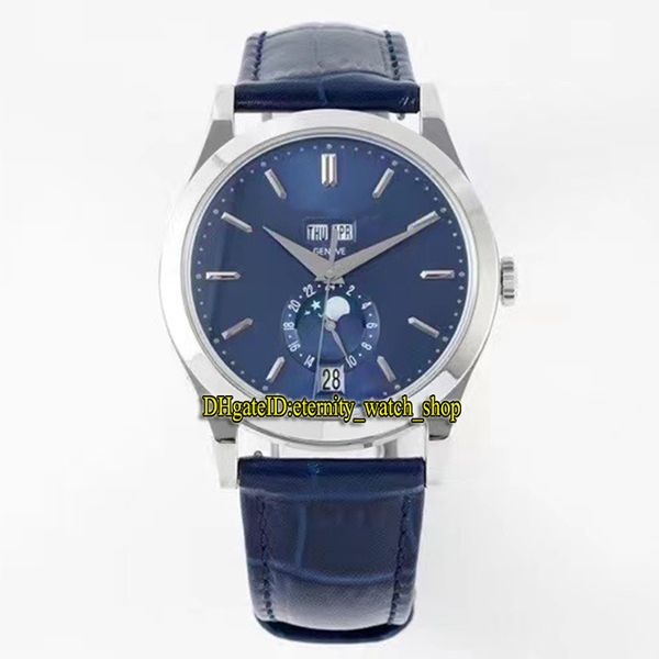 2022 ZFF 5396 Cal.324 S QA LU 24H / 303 Reloj automático para hombre Calendario anual Fase lunar Dial azul Marcadores de palo Caja de acero Cuero Super versión Eternity Relojes R015