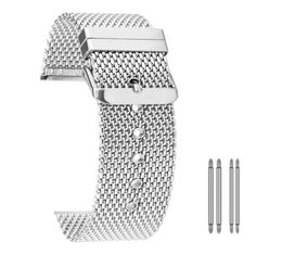 202224 mm mesh roestvrijstalen horlogebanden Pin Buckle Metal Beaks Universal polsband vervangende band9715686