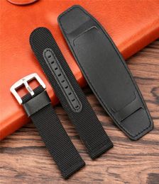202224mm BlackbrownGreen Nylonleather Watch Strap Military Army Remplacement Band Bracelet Spring Bars4314165