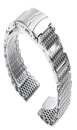 202224mm Silverblack en acier inoxydable Mesh liaison solide Bande de montre de montre de montre de montre de la montre-bracelet Clasp8676791