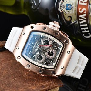 20223A Montre De Luxe Six Main Quartz Chronographe Fonction Complète Courir Deuxième Marque Hommes Tonneau Horloge Cool Montre-Bracelet Reloj 288g