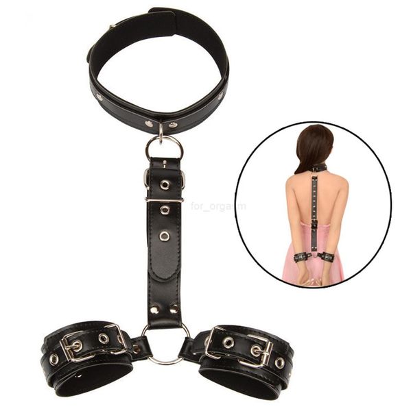 2022BDSM Bondage AntiBack Esposas Collar Brazalete Correa Esclavo Juego de roles Cuello de cuero Bondage SM Juegos Esposas Fetiche Juguete erótico8190775