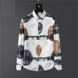 2022 Diseñador de lujo Vestido para hombre Camisas de impresión casual para hombres de manga larga de algodón París Slim Fit Camisa para mujer # L254V218V