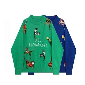 2022G Herfst Dames Trui Winter Korean Plus Size Mode Pullover Gebreide Baggy Oversized Animal Embroidery Tops Sweater