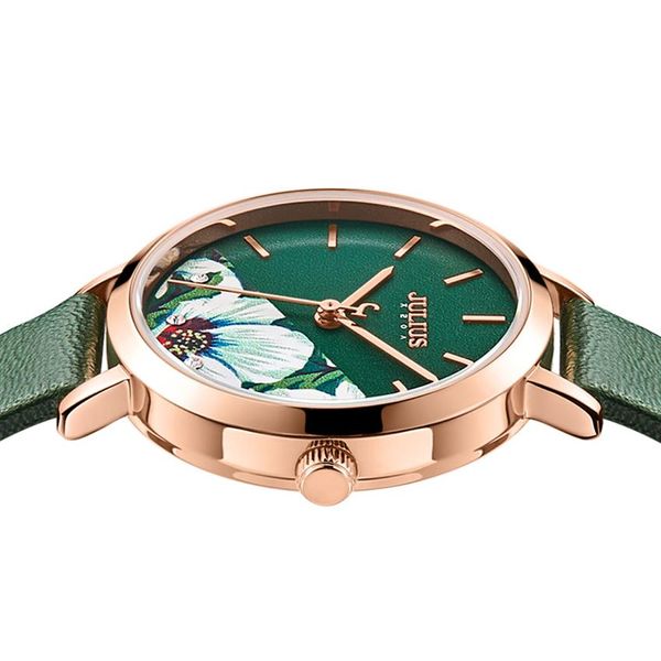 2022Julius montre vert frais fille montre de mode conception de fleur délicate montre cadeau horloge pour GF avec emballage de boîte-cadeau JA-1089269S