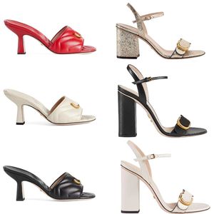 2022New Arrivals Lakleer Thrill Heels sandalen Vrouwen Unieke Designer Puntschoen Jurk Trouwschoenen metalen gesp schoen Letters Luxe hoge hakken maten 35-42