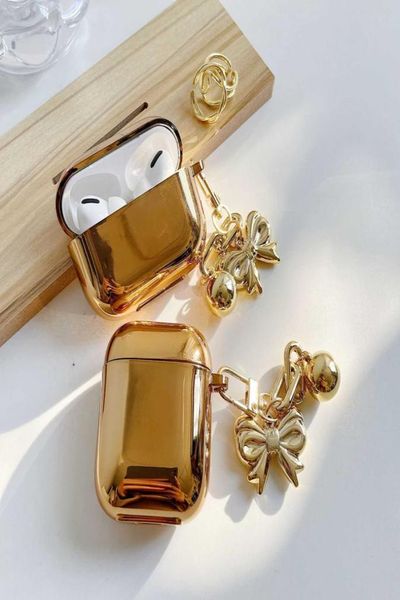 2022 Plating Butterfly Airpods Case Gold Antilost Bluetooth Earpods Cover Caja de carga Protector Airpods Estuche de tercera generación Luxur6469300