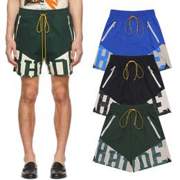 2022SS Brand de mode américain Rhude Splicing Couleur Contrast Printing Spring and Summer Casual Shorts (hommes et femmes)