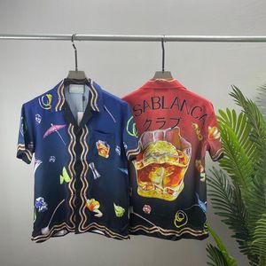 2022SS Designer Mens Fashion Geométrique Imprime-bowling Shirt Hawaii Floral Casual Shirts Men Slim Fit Classe à manches Corbustes Y5E98W3