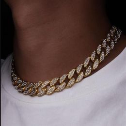 2022SS Hip Hop Bling Modeschmuck Ketten Schmuck Herren Gold Silber Miami Cuban Link Kette Halsketten Diamant Iced Out Chian Neckl265g