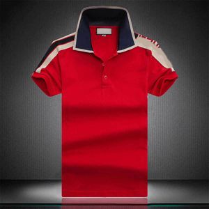 2022SS Italië heren designer poloshirts met meerdere borduursels voor heren, modeontwerp, geribbelde mouwen, stretch-polo's met splitzoom