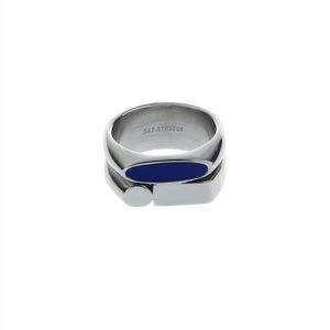 Bague irrégulière Double couche bleue de Style coréen pour hommes, bijoux en acier titane, haut de gamme, Niche minimaliste, High Street, 2022ss, 2456