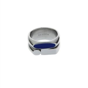 Bague irrégulière bleue à Double couche de Style coréen pour hommes, anneau irrégulier haut de gamme, Niche minimaliste, High Street, en acier titane, bijoux 260O, 2022ss