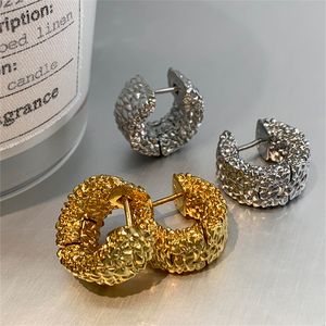 Boucles d'oreilles irrégulières en métal pour femmes, Texture de lave, Design de Niche d'été, personnalité haut de gamme, bijoux à la mode, accessoires cadeaux, 2022ss