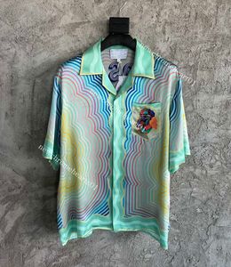 2022ss nieuwe Casablanca emerald King gradiënt zijde korte mouw Hawaii mannen designer shorts zomer strand print tops