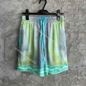 2022ss nuevos pantalones cortos de seda degradados Casablanca Green King, pantalones hawaianos, camisas de manga corta, conjuntos de playa de verano