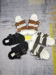 2022SS NIEUWE Designer Winter Fur Sandals Mens dames unisex feel shearling dia's luxe sport slippers met doos