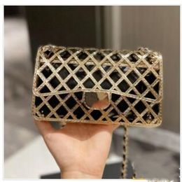 2022Ss Trend Luxe Flap Bags Top Goud Metaal Hol Geweven Gevoerde Rits Leren Tas Klassieke Geruite Keten Messenger Bag Senior Designer Dames Mini Schoudertas