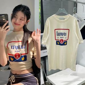 2022ss Vintage Lanvins Zomer Tee Dames T-shirts Modeontwerper Femme Tops Letter Dameskleding Korte mouwen Tees Kleding met